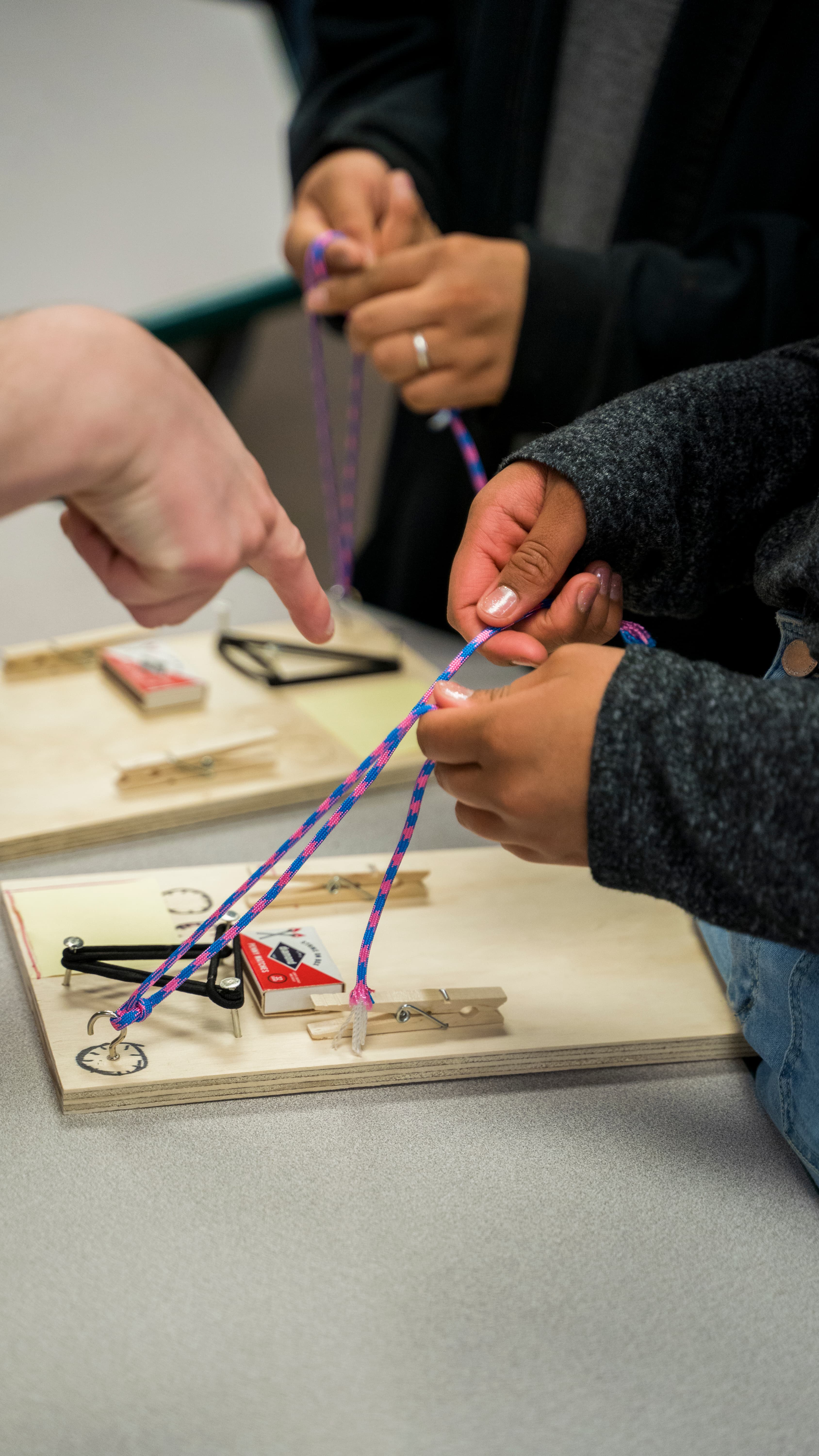 Colorful suturing kit laid out on a table